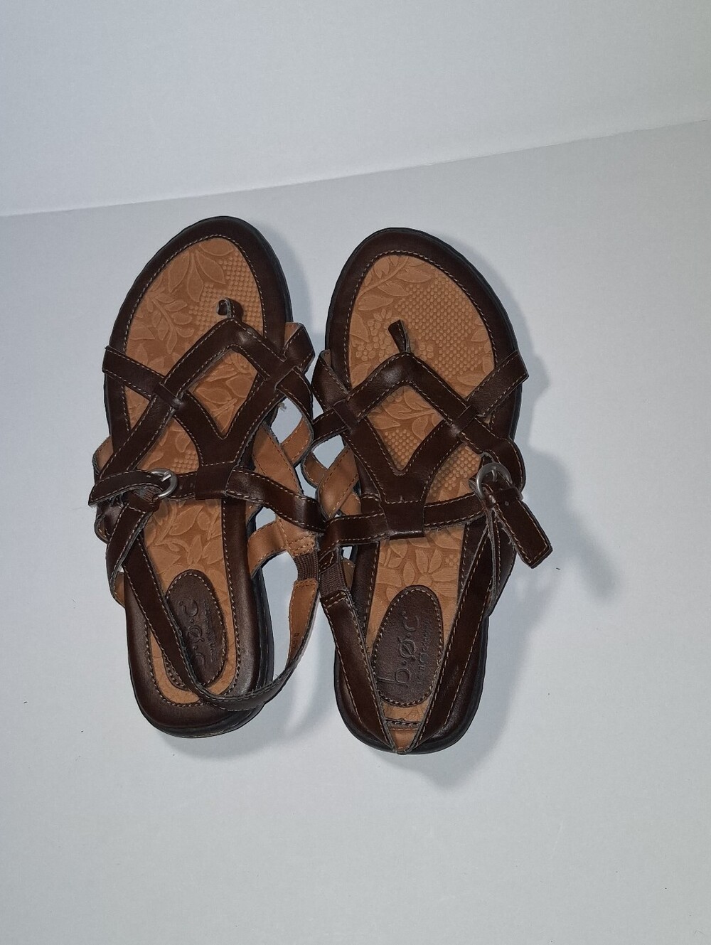 B.O.C. EUC Brown Strappy Leather-Look Sandals US Size 8 M